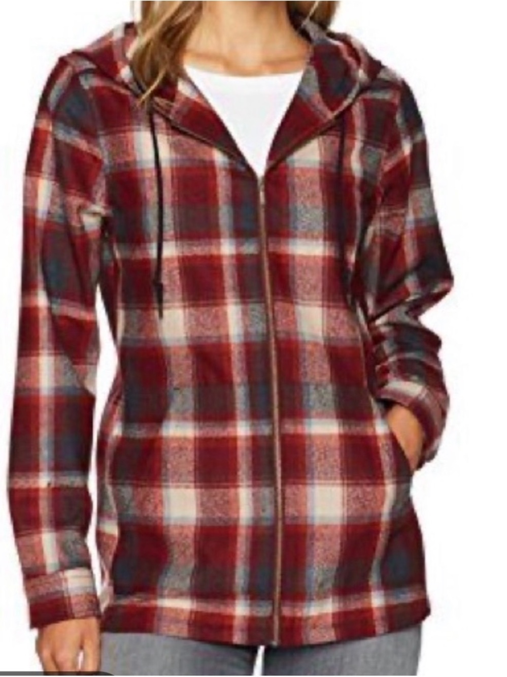 Pendleton Women's Umatilla 100% Wool Zip Hoodie Sz Medium Berry Plaid Outdoors
